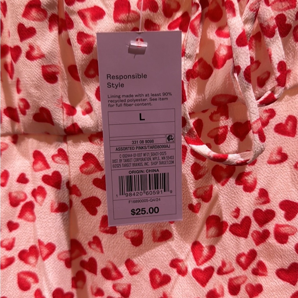 Wild Fable Red Heart-Print Slip Dress - Soft Cream Background - Picture 2 of 2